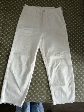 Mother High Rise White Denim Jeans